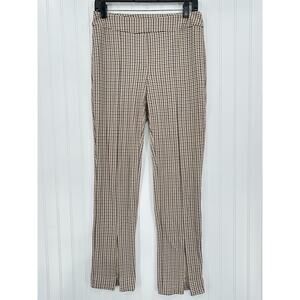 Brown Plaid Pants ILTM I Love Tyler Madison Womens Medium Slim Leg Career Preppy